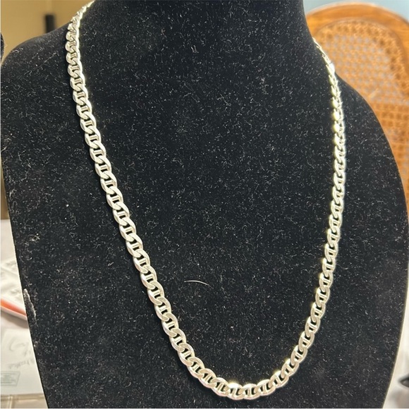 Sterling Silver Marine Chain Necklace. Unisex 24 inches Long.